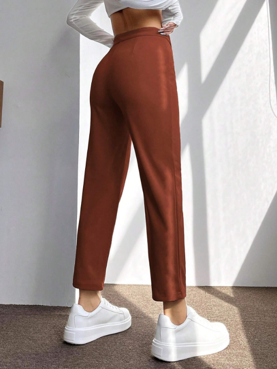 PETITE Solid Seam Detail Cropped Pants