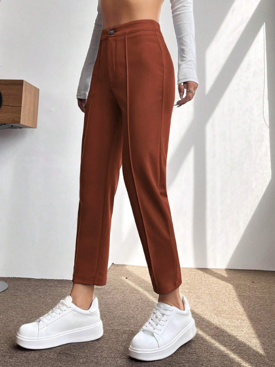 PETITE Solid Seam Detail Cropped Pants