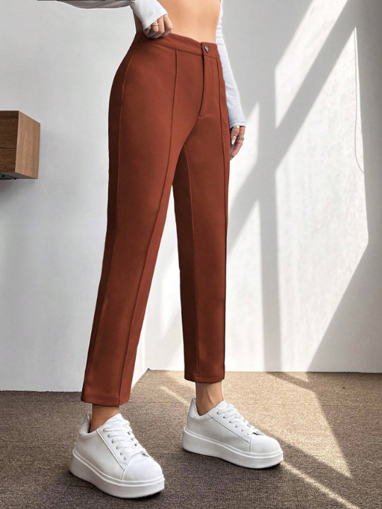 PETITE Solid Seam Detail Cropped Pants