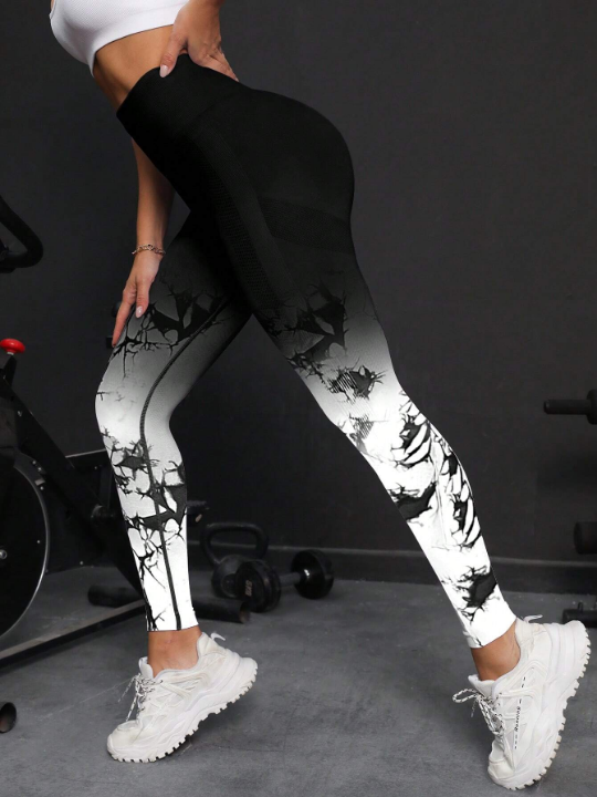 Yoga Trendy Graphic Print Sports Leggings