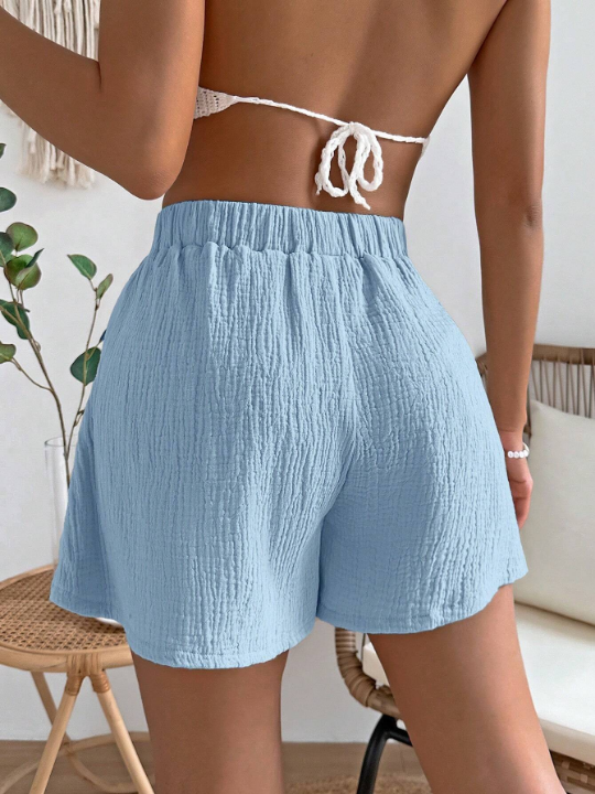VCAY Solid Knot Waist Shorts