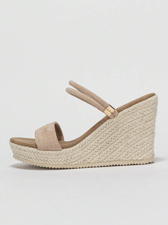 Women Espadrille Sandals, Vacation Faux Suede Wedge Slide Sandals