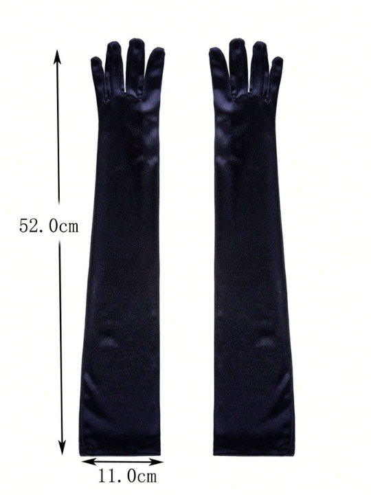 1 Pair Women's Long Black Satin Gloves, Ideal For Everyday Parties, Dance Performances