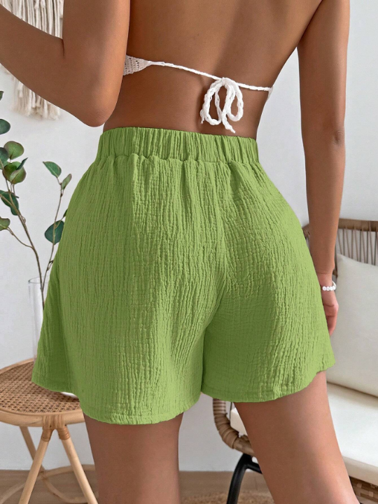 VCAY Solid Knot Waist Shorts