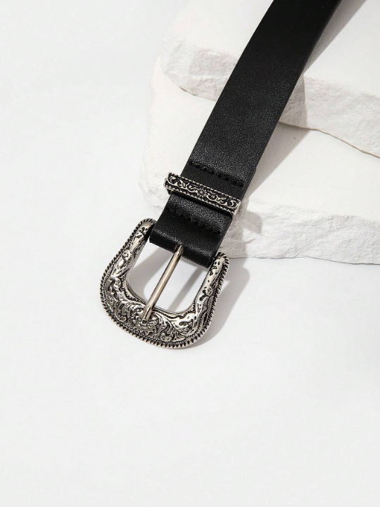 1pc Women Embossed Western Buckle Vintage Belt