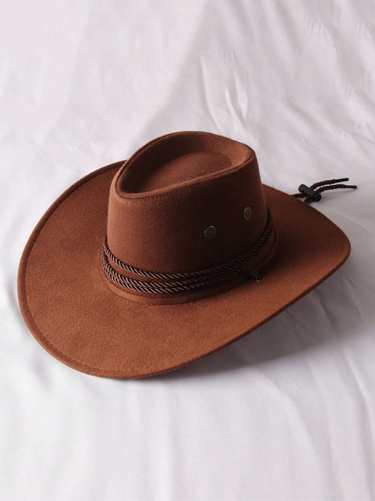Men Rope Decor Cowboy Hat Casual