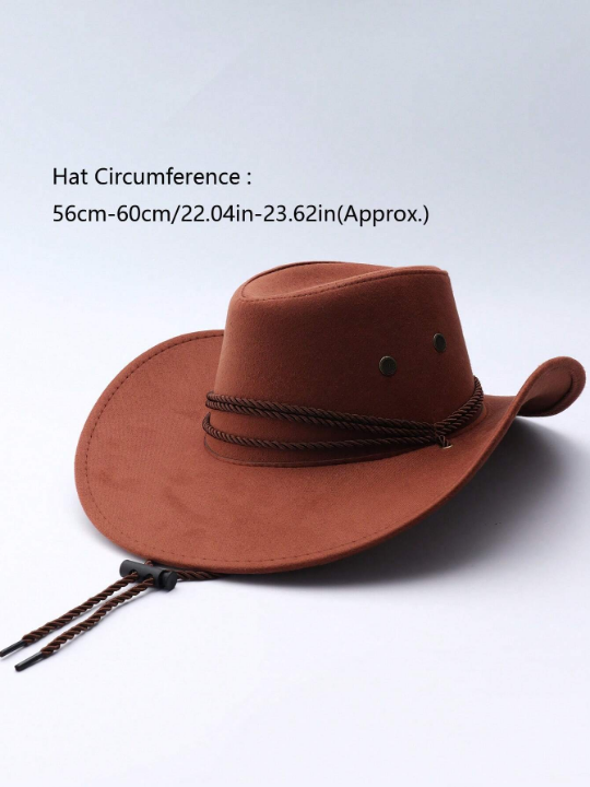 Men Rope Decor Cowboy Hat Casual