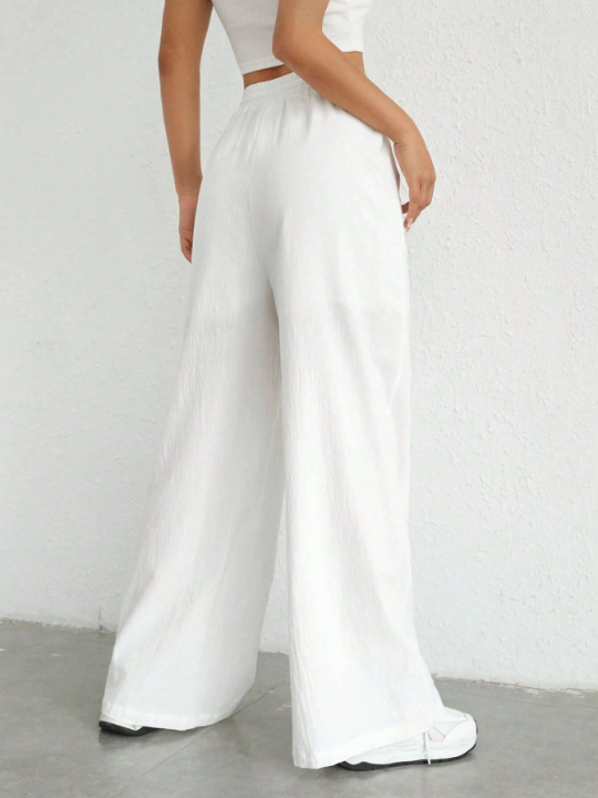 EZwear Drawstring Waist Wide Leg Pants