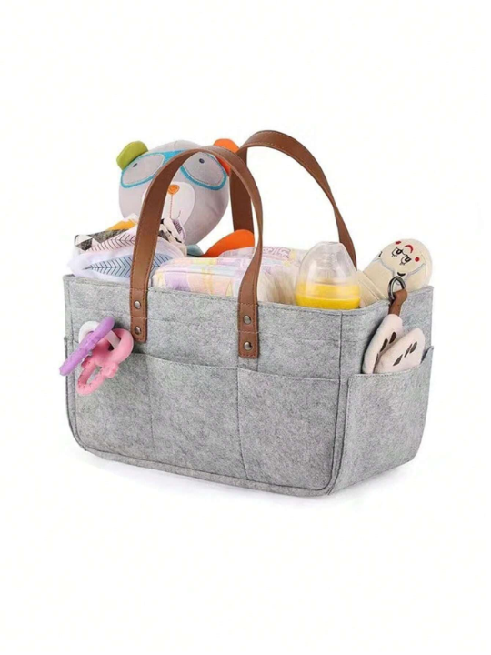 1pc Baby Multi-Compartment Fabric Diaper Bag