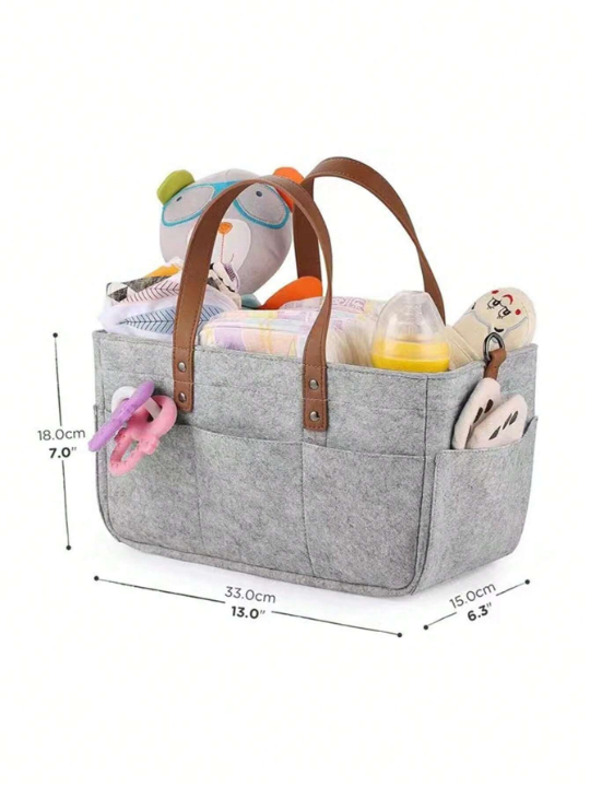 1pc Baby Multi-Compartment Fabric Diaper Bag