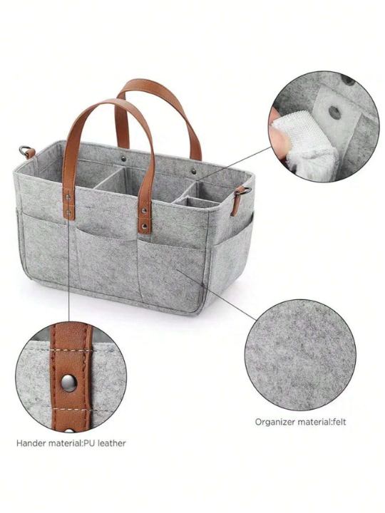 1pc Baby Multi-Compartment Fabric Diaper Bag