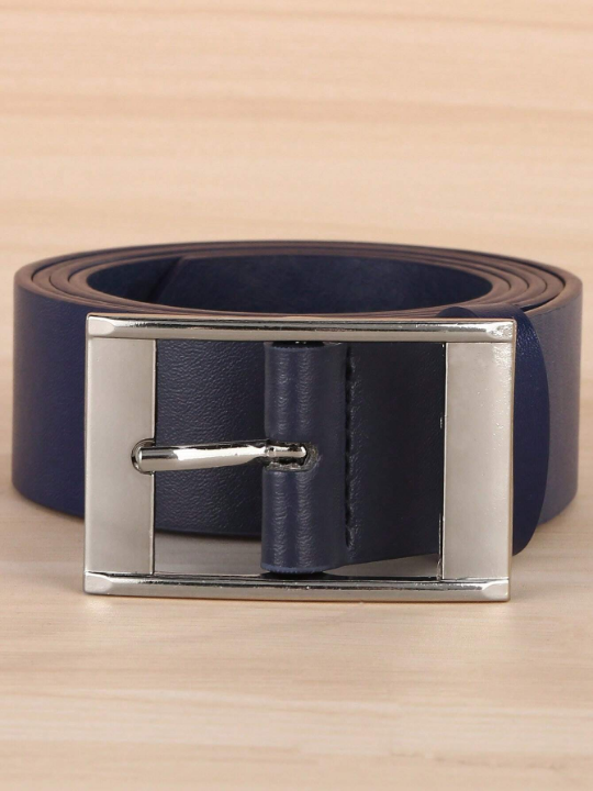 1pc Men Rectangle Buckle Casual Belt For Daily Life