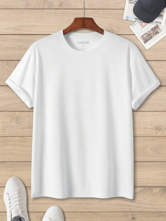 Men Solid Round Neck Tee