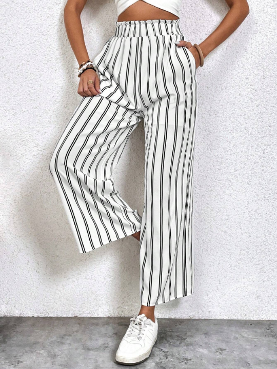 LUNE Striped Print Slant Pocket Pants