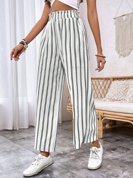 LUNE Striped Print Slant Pocket Pants