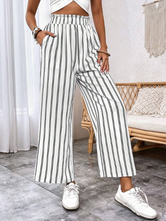 LUNE Striped Print Slant Pocket Pants