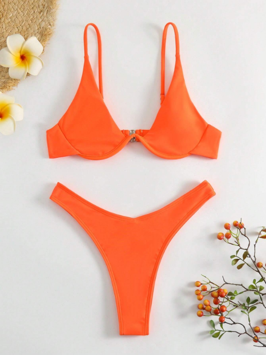 Swim Basics Underwire High Cut Bikini Swimsuit