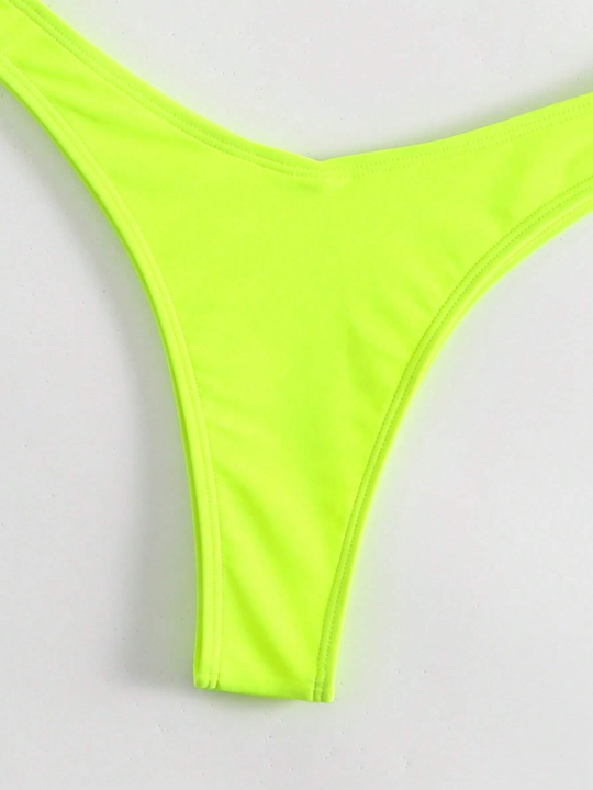 Swim Basics Neon Lime Underwire High Cut Bikini Swimsuit