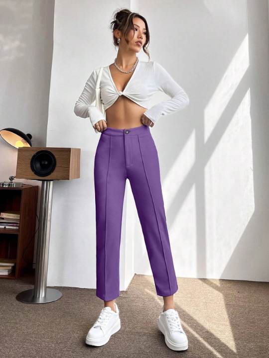 PETITE High Waist Seam Detail Pants