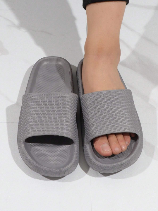 Fashionable Slides For Men, Texture Embossed Single Band EVA Slippers