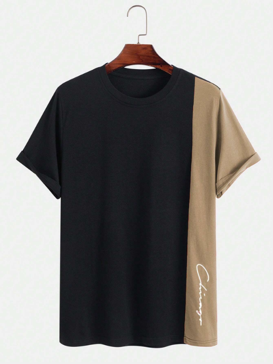 Manfinity Homme Men Letter Graphic Colorblock Tee