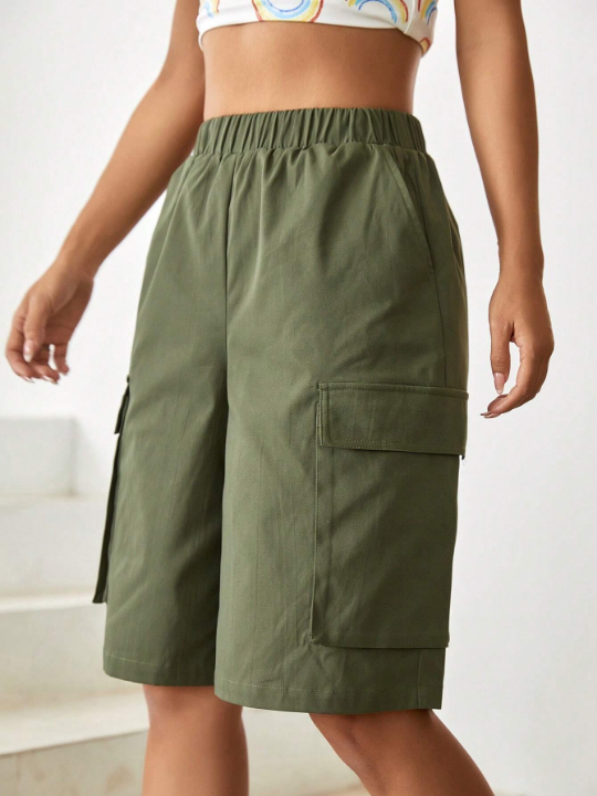 EZwear Flap Pocket Side Cargo Shorts