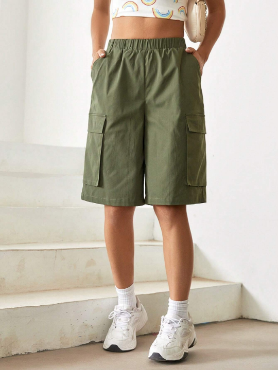 EZwear Flap Pocket Side Cargo Shorts