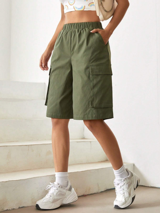 EZwear Flap Pocket Side Cargo Shorts