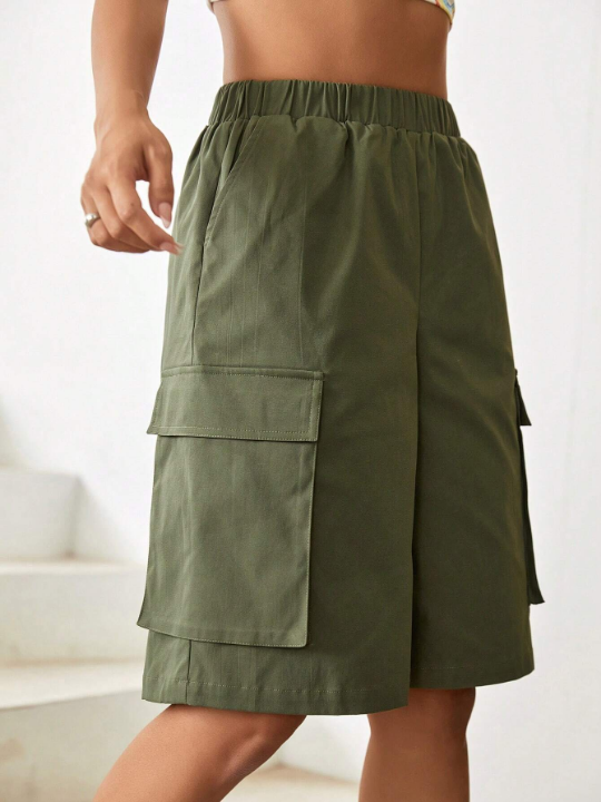 EZwear Flap Pocket Side Cargo Shorts