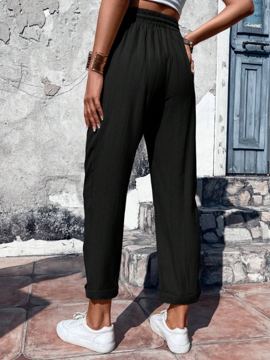 Frenchy Drawstring Waist Straight Leg Pants