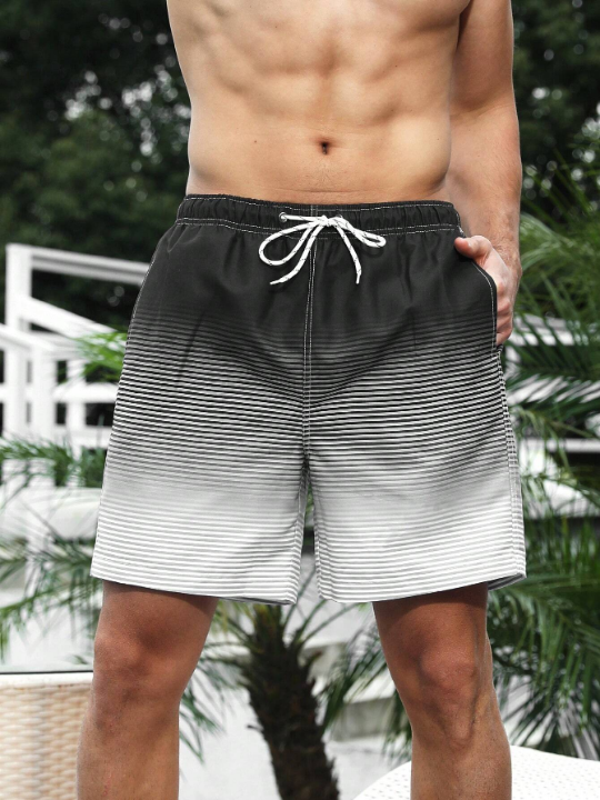 Manfinity Swimmode Men Ombre Drawstring Waist Swim Trunks