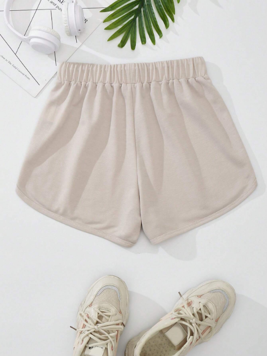 Letter Graphic Drawstring Waist Track Shorts