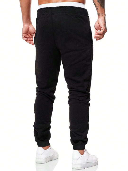 Manfinity Homme Men Letter Patched Drawstring Waist Sweatpants