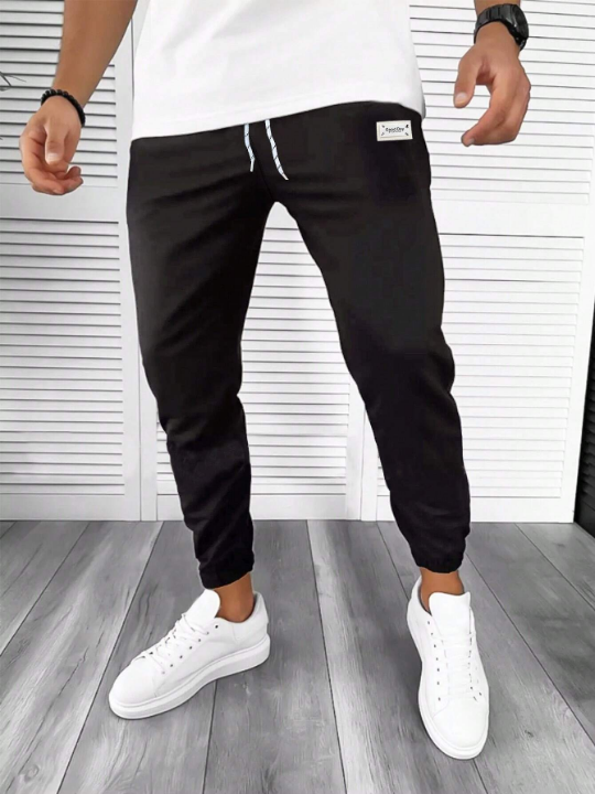 Manfinity Homme Men Letter Patched Drawstring Waist Sweatpants