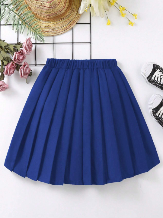 Tween Girl Letter Graphic Pleated Skirt