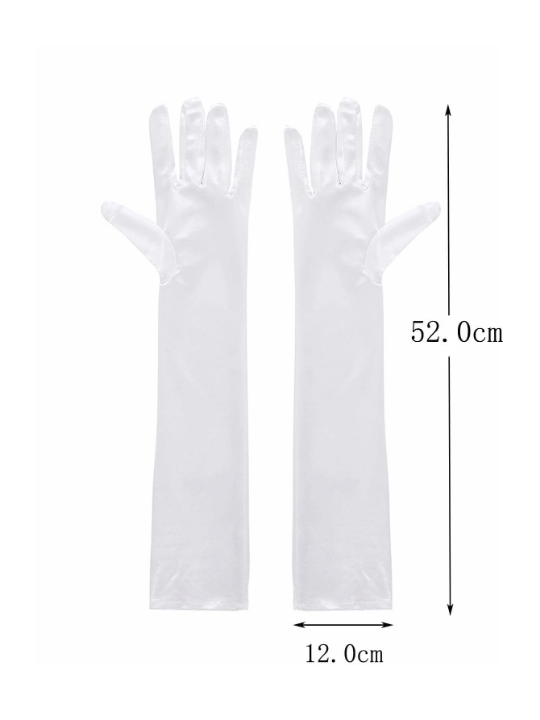 1 Pair Women's Long White Satin Gloves, Elegant Simple Design, Perfect For Daily Dance Party And Stage Performance