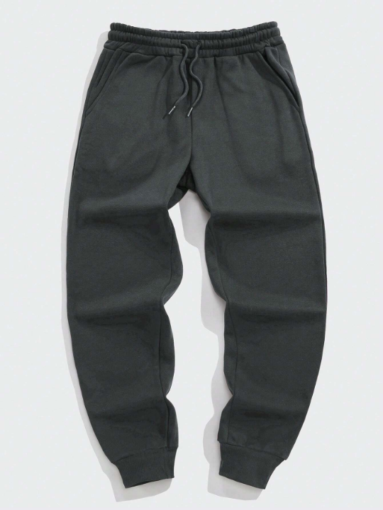 Men Solid Drawstring Waist Sweatpants