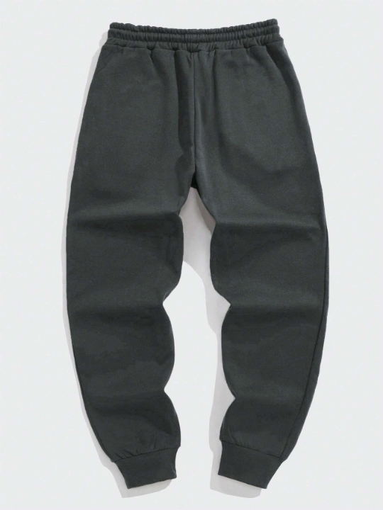 Men Solid Drawstring Waist Sweatpants