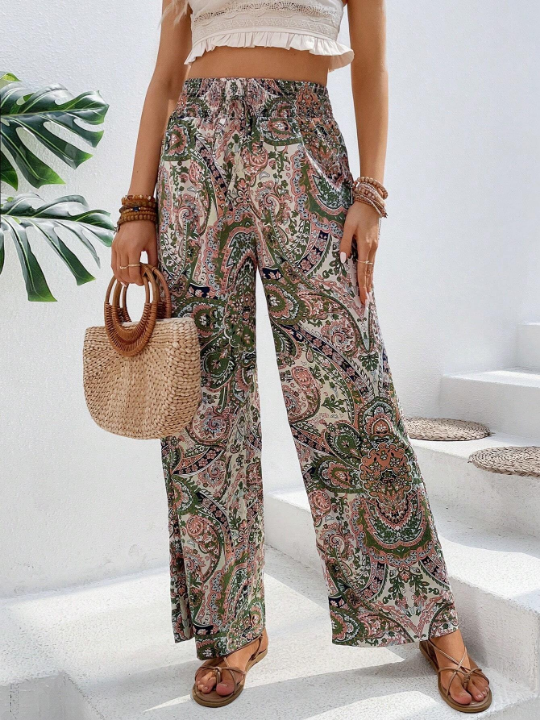 VCAY Paisley Print Wide Leg Pants