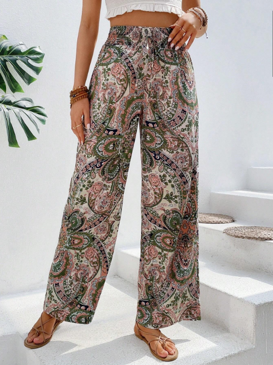 VCAY Paisley Print Wide Leg Pants