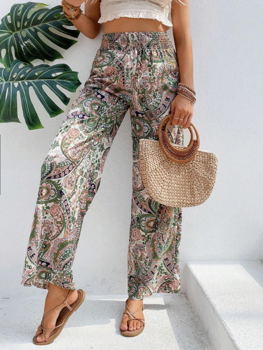 VCAY Paisley Print Wide Leg Pants