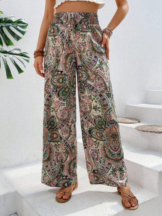 VCAY Paisley Print Wide Leg Pants