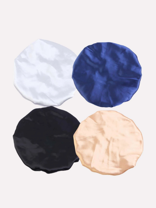 4pcs Men Solid Casual Hair Bonnet For Daily Life