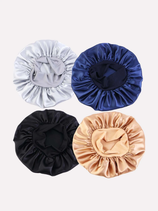 4pcs Men Solid Casual Hair Bonnet For Daily Life