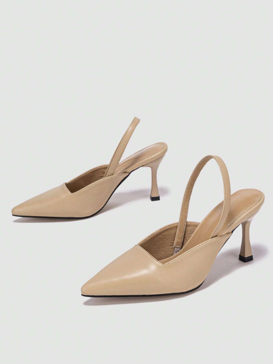 Women Point Toe Stiletto Heeled Slingback Pumps, Elegant Outdoor Pumps