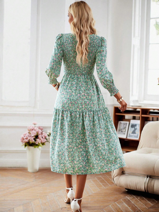 Frenchy Ditsy Floral Print Puff Sleeve Dress