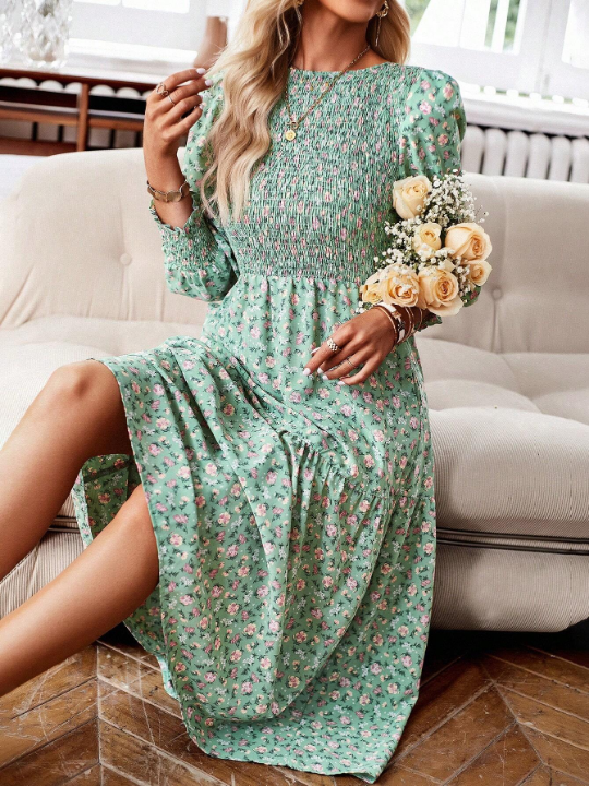 Frenchy Ditsy Floral Print Puff Sleeve Dress