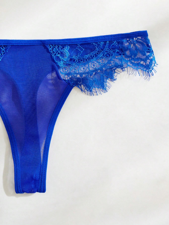 Eyelash Lace Panel Bow Front Underwire Lingerie Set