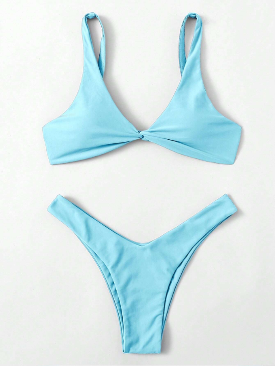 Swim Basics Twist High Cut Bikini Swimsuit