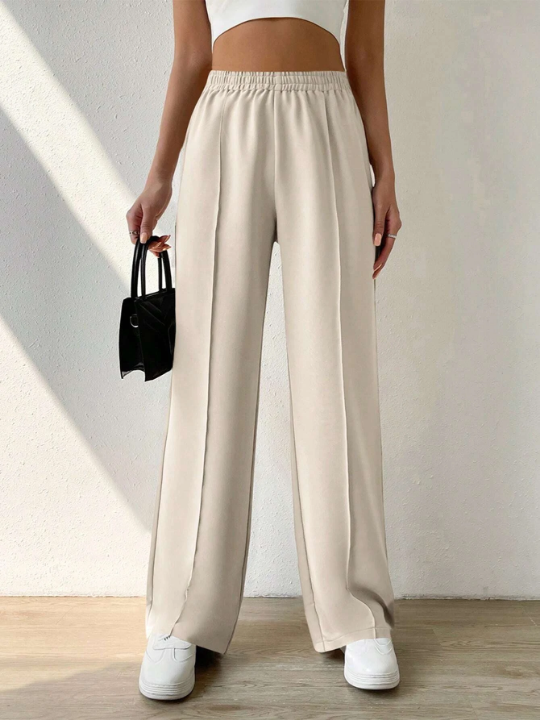 EZwear Solid Elastic Waist Pants